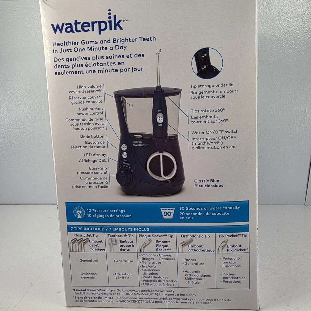 Waterpik Aquarius Water Flosser Black 7 Tips 10 Pressure Settings New Sealed